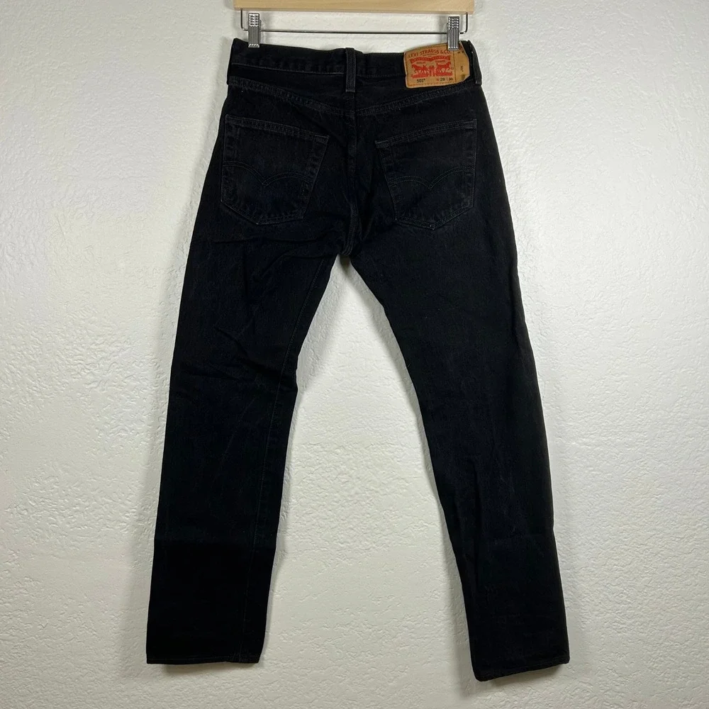 Levi's 501 Original Fit Jeans Black Straight Leg Button Fly Size 29x30